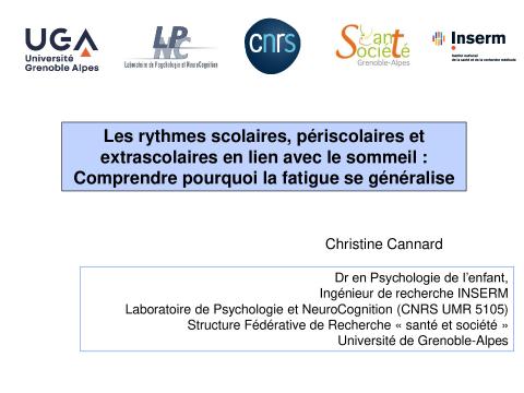 conf sommeil, fatigue et ryhtmes scolaires